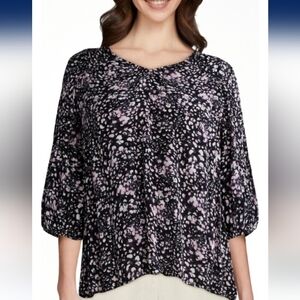 Women's Plus Size Poet Sleeve Blouse Various Sizes  Violet Pink Dot   NWT